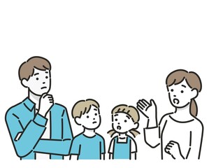 家族で相談をするベクターイラスト素材／子育て／悩み／相談／家族会議