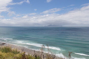 Marine landscape seeing from Mangawhai Cliffs walk track, New Zealand.