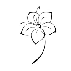 ornament 2232. one stylized blooming flower on a short stalk without leaves. graphic decor