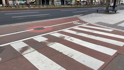 pedestrian crossing the street