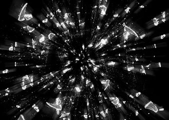 Fotobehang 暗闇に飛び散るガラスの破片のイラスト背景 © k_yu
