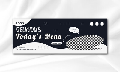 Delicious Yummy Food Burger and restaurant Promotional Facebook web banner template. Set of Food facebook cover header for social media and website advertisement.
