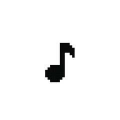 Music note, song, melody or tune pixel art icon for musical apps and websites, 8-bit. Design for sticker, logo, badges and patches, mobile app and embroidery. Isolated vector illustration.