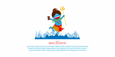 Vector illustration of sticker for Hindu festival Maha Shivratri  with text Om Namah Shivaya meaning adoration to Shiva
