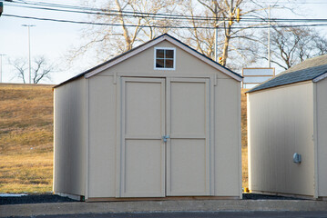 american style wooden shed exterior view door view rental