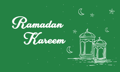 Ramadan Kareem with Hand drawn Islamic Illustration ornament Background