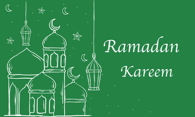 Ramadan Kareem with Hand drawn Islamic Illustration ornament Background