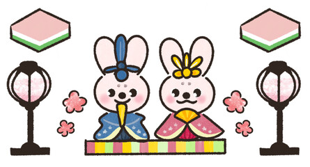 うさぎのひな祭りイラストセット