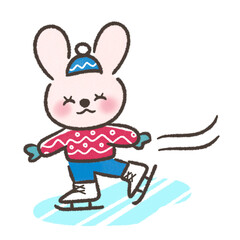 スケートをするウサギ