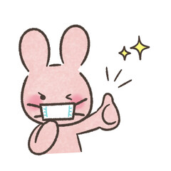 グーサインをするうさぎのイラスト