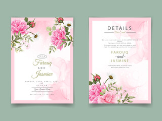 Elegant floral wedding invitation card template
