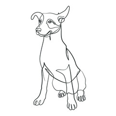 Continuous one line drawing of a dog. Dog one line drawing minimalist style