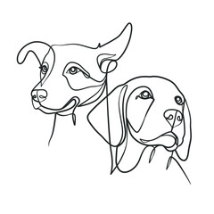 Continuous one line drawing of a dog. Dog one line drawing minimalist style