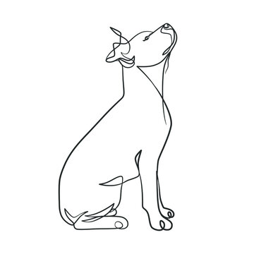 Continuous one line drawing of a dog. Dog one line drawing minimalist style