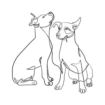 Continuous one line drawing of a dog. Dog one line drawing minimalist style