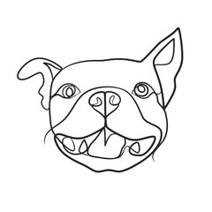 Continuous line drawing style of dog head. Dog head one line drawing minimalist design