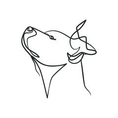 Continuous line drawing style of dog head. Dog head one line drawing minimalist design