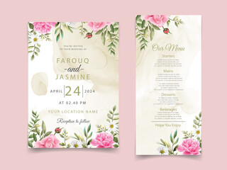 Elegant floral wedding invitation card template
