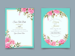 Elegant floral wedding invitation card template