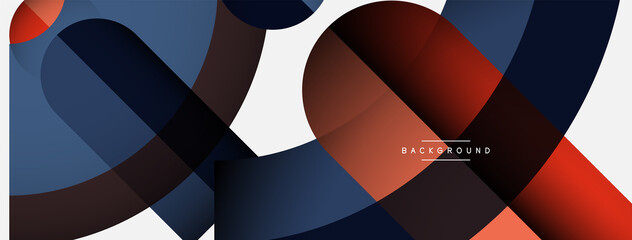 Geometric abstract background. Round shapes, circles, lines composition for wallpaper banner background or landing page