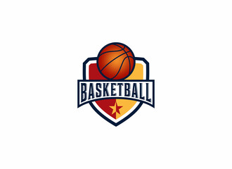 logo for basketball in white background
