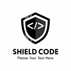 Shield code logo template illustration