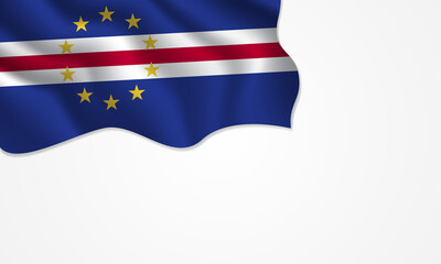 Cape Verde flag waving illustration with copy space on isolated background