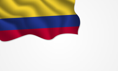 Colombia flag waving illustration with copy space on isolated background