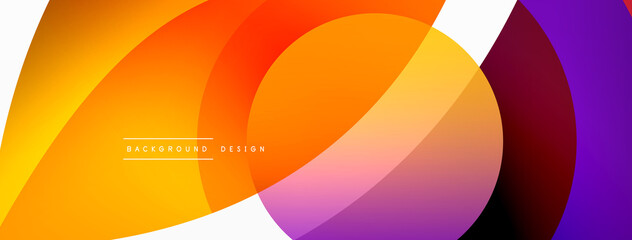 Abstract background with color geometric shapes. Beautiful minimal backdrop with round shapes circles and lines. Geometrical design. Vector illustration