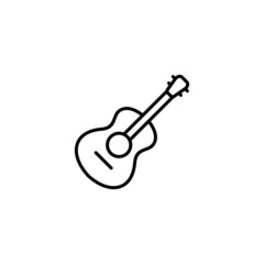 simple guitar icon design with outlined style, acoustic guitar symbol vector