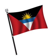 Antigua flag , flag of Antigua waving on flag pole, vector illustration EPS 10.