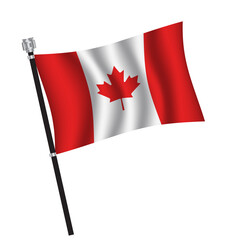 Fototapeta na wymiar Canadian flag , flag of Canadian waving on flag pole, vector illustration EPS 10.