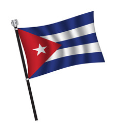 Cuba flag , flag of Cuba waving on flag pole, vector illustration EPS 10.