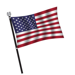 Fototapeta premium American flag , flag of American waving on flag pole, vector illustration EPS 10.