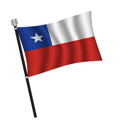 Chile flag , flag of Chile waving on flag pole, vector illustration EPS 10.
