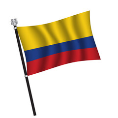 Colombian flag , flag of Colombian waving on flag pole, vector illustration EPS 10.