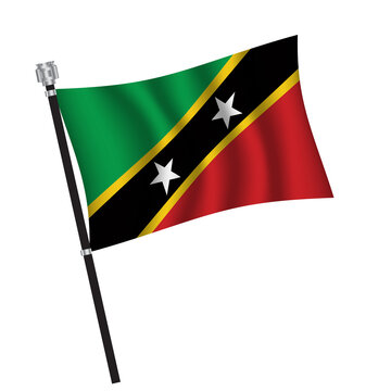 Saint kitts and Nevis flag , flag of Saint kitts and Nevis waving on flag pole, vector illustration EPS 10.
