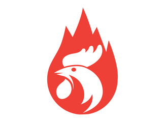 Fire chicken barbecue logo icon vector image