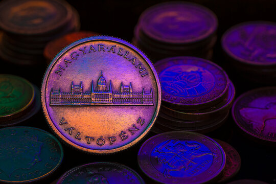 Hungarian 50 Pengo Coin Obverse Macro Close Up