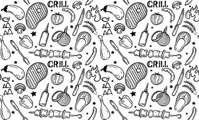 Vector seamless pattern Grill and BBQ