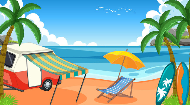 Summer vacation on the beach background