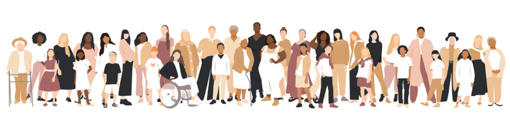 Multicultural group of mothers with kids collection. Flat vector illustration.