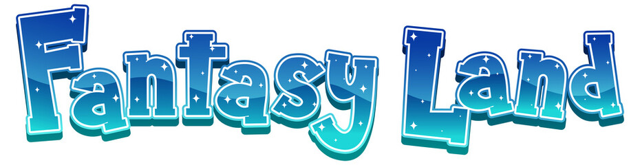 Fantasy Land text word with blue gradient
