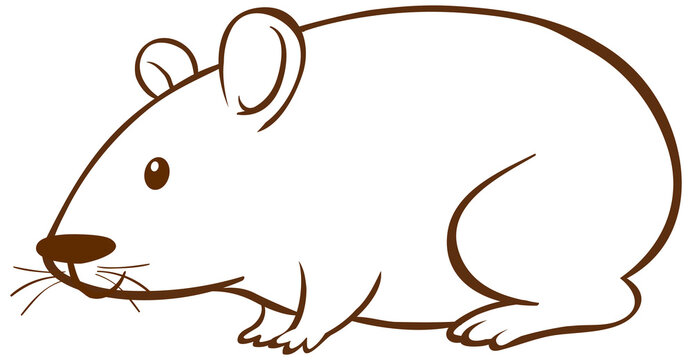 Guinea pig in doodle simple style on white background