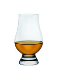 Glass of whiskey isolated on white background