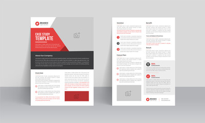 Case study template. Business case study booklet with creative layout. Double side flyer design