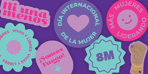 Stickers con frases del Día de la Mujer (8m) - obrazy, fototapety, plakaty