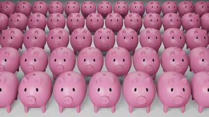 3D render Pink piggy bank on white background. Business and financial concept.