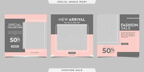 Naklejka premium Collection of social media post banner template design. For digital marketing, promotion brand Fashion, etc
