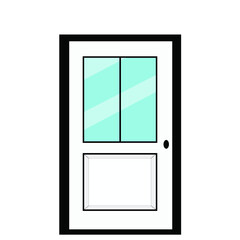 white minimalist house cafe shop door barbershop glass door vector icon